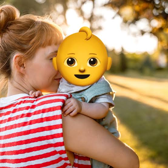 Baby face fully covered by an emoji, illustrating unavailable hidden pixels